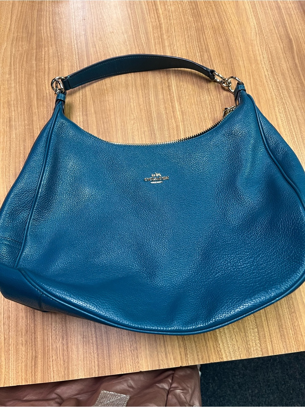 Coach Harley Hobo Teal Pebbled Leather Shoulder Bag